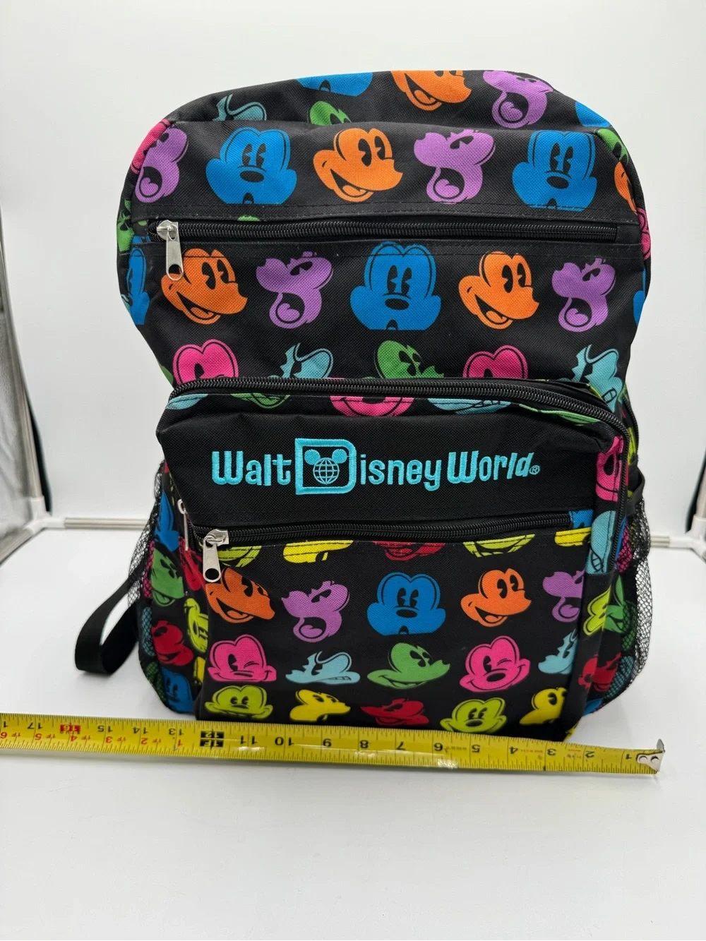 Disney Black Backpack with Multicolor Mickey Silhouettes